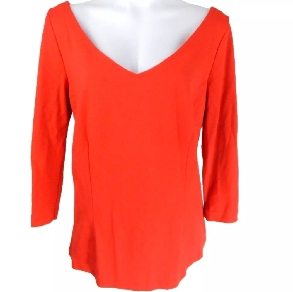 Boden Red Double V-Neck Ponte Top